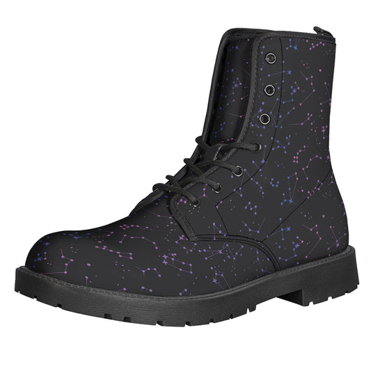 Purple Zodiac Stars Pattern Print Backpack