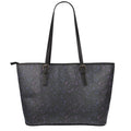 Purple Zodiac Stars Pattern Print Leather Tote Bag With Zipper