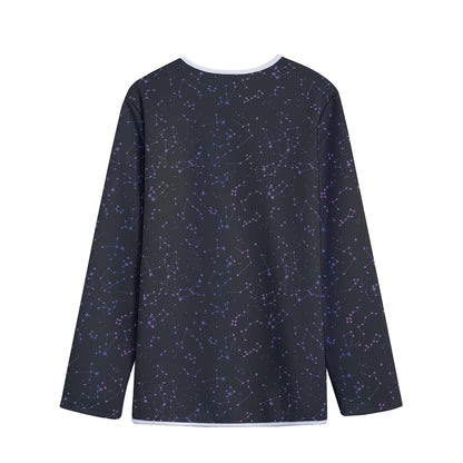 Purple Zodiac Stars Pattern Print Long Sleeve Short Coat