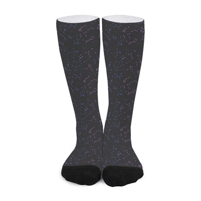 Purple Zodiac Stars Pattern Print Long Socks