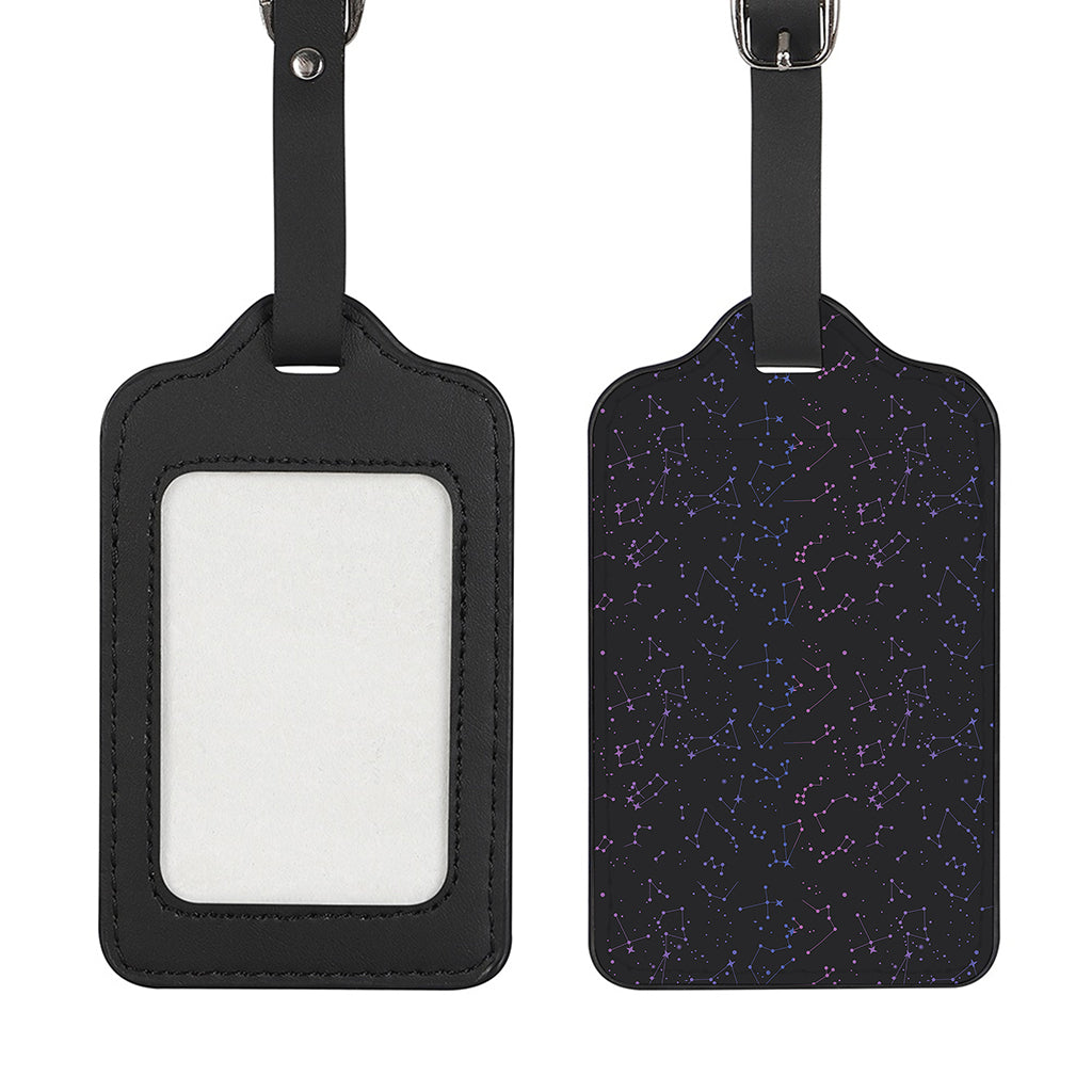 Purple Zodiac Stars Pattern Print Luggage Tag
