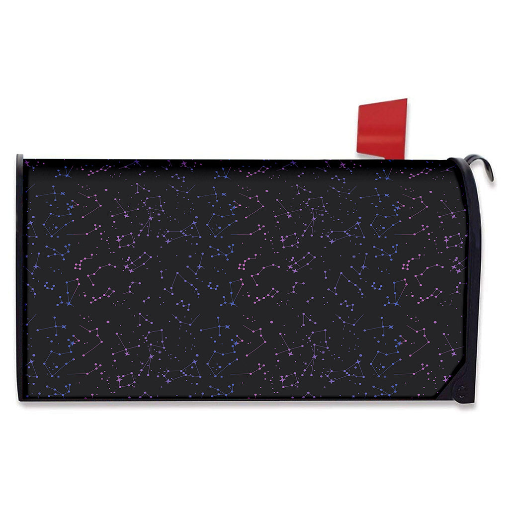 Purple Zodiac Stars Pattern Print Mailbox Cover