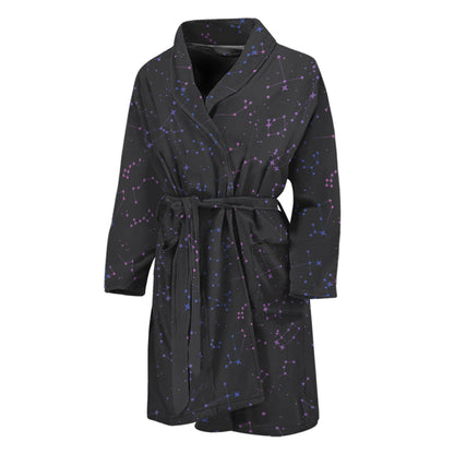Purple Zodiac Stars Pattern Print Men's Bathrobe