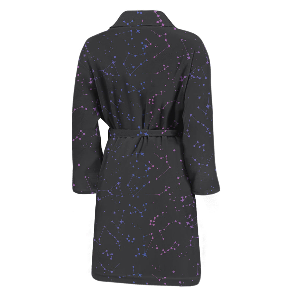 Purple Zodiac Stars Pattern Print Men's Bathrobe