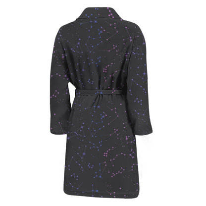 Purple Zodiac Stars Pattern Print Men's Bathrobe