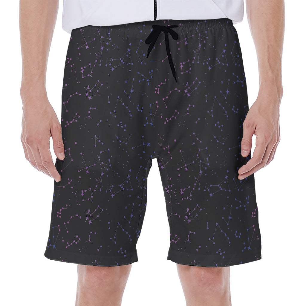Purple Zodiac Stars Pattern Print Men's Beach Shorts