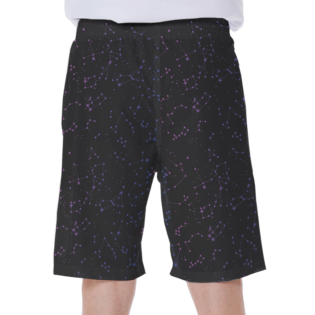 Purple Zodiac Stars Pattern Print Men's Beach Shorts
