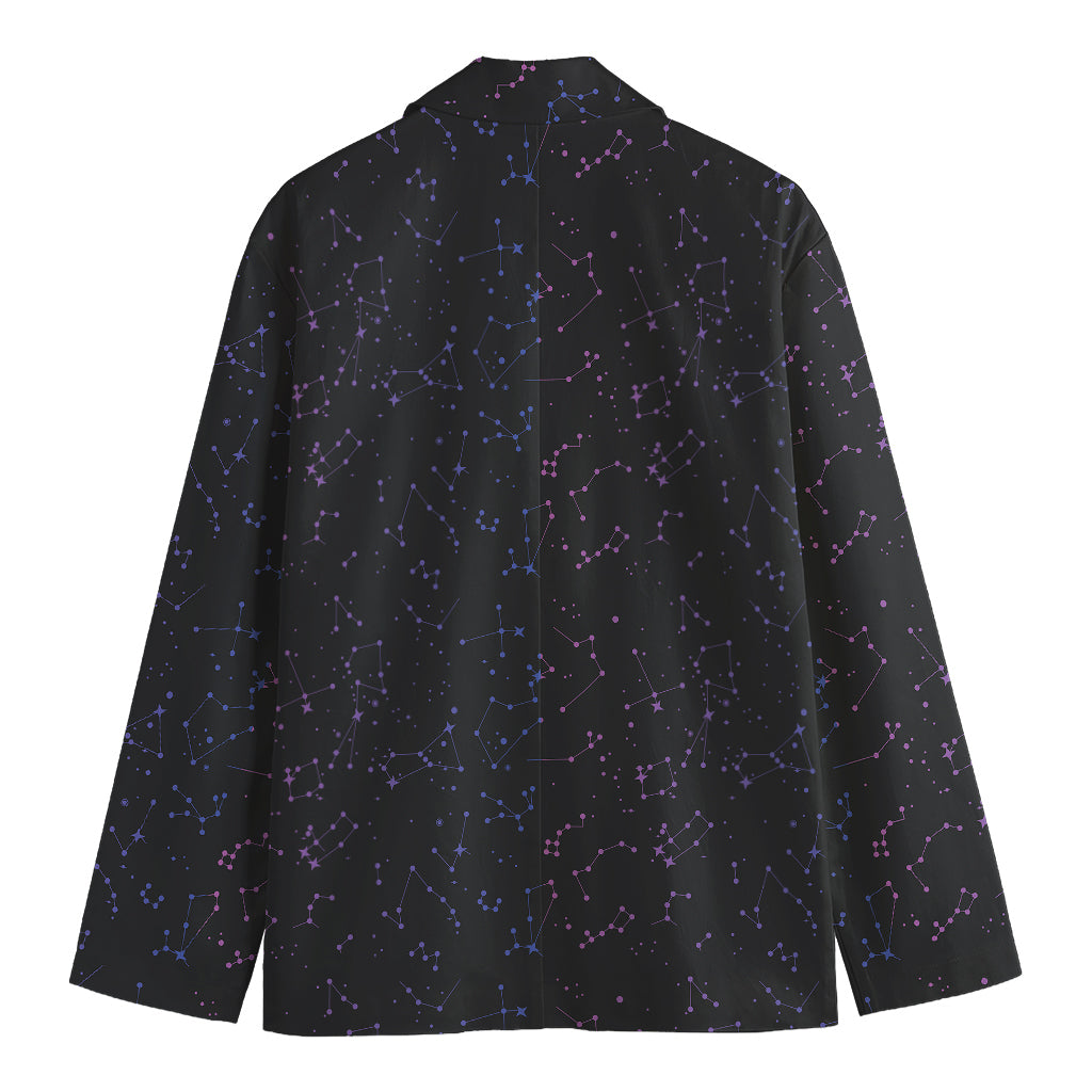 Purple Zodiac Stars Pattern Print Men's Blazer