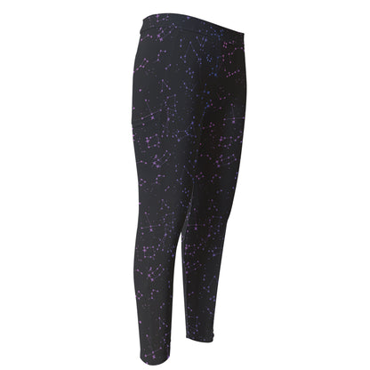 Purple Zodiac Stars Pattern Print Men's Compression Pants