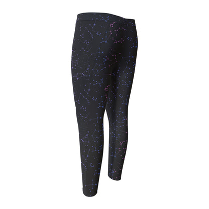 Purple Zodiac Stars Pattern Print Men's Compression Pants