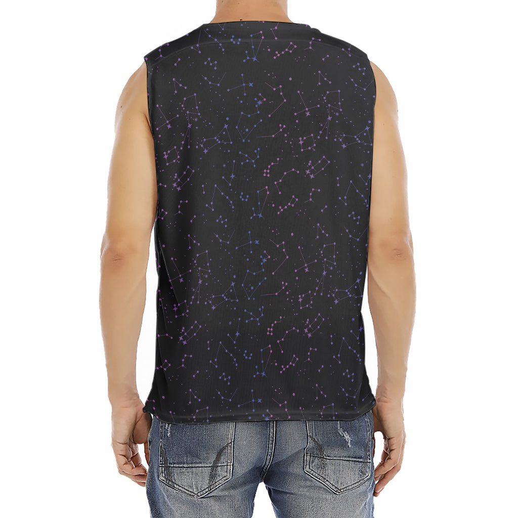 Purple Zodiac Stars Pattern Print Men's Fitness Tank Top