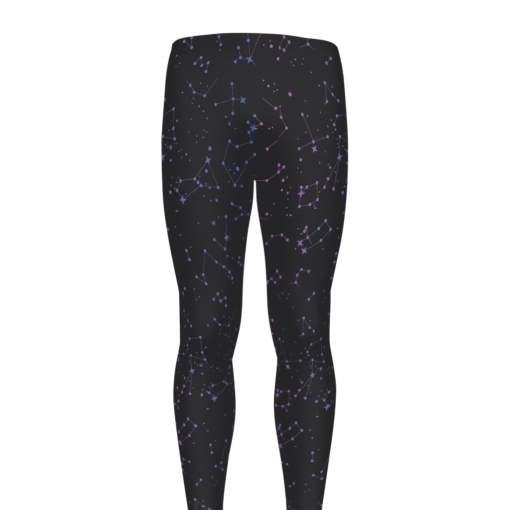 Purple Zodiac Stars Pattern Print Men's leggings