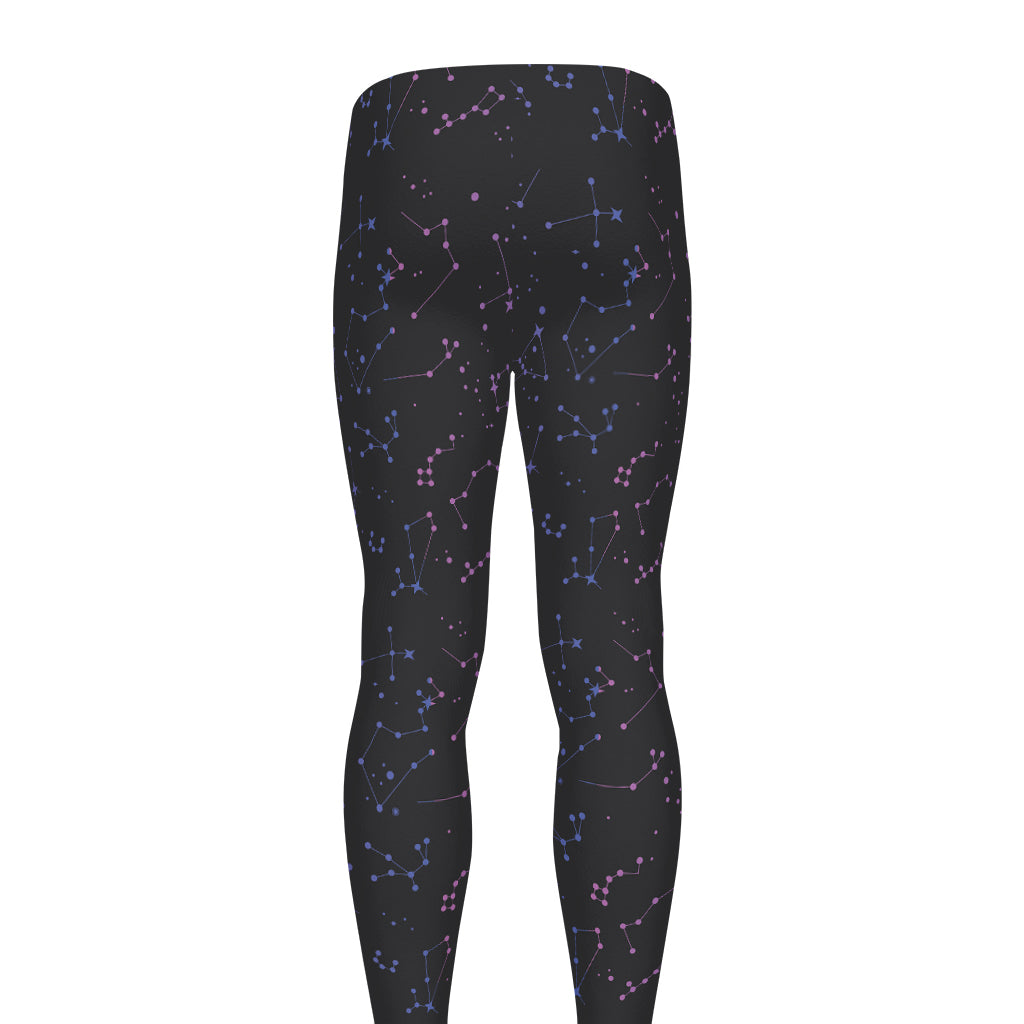 Purple Zodiac Stars Pattern Print Men's leggings