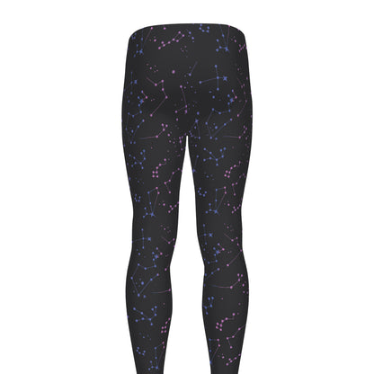 Purple Zodiac Stars Pattern Print Men's leggings