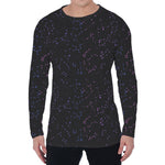Purple Zodiac Stars Pattern Print Men's Long Sleeve T-Shirt