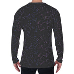 Purple Zodiac Stars Pattern Print Men's Long Sleeve T-Shirt