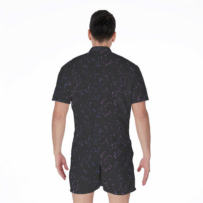 Purple Zodiac Stars Pattern Print Men's Rompers