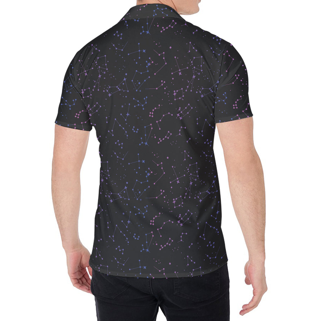 Purple Zodiac Stars Pattern Print Men's Shirt