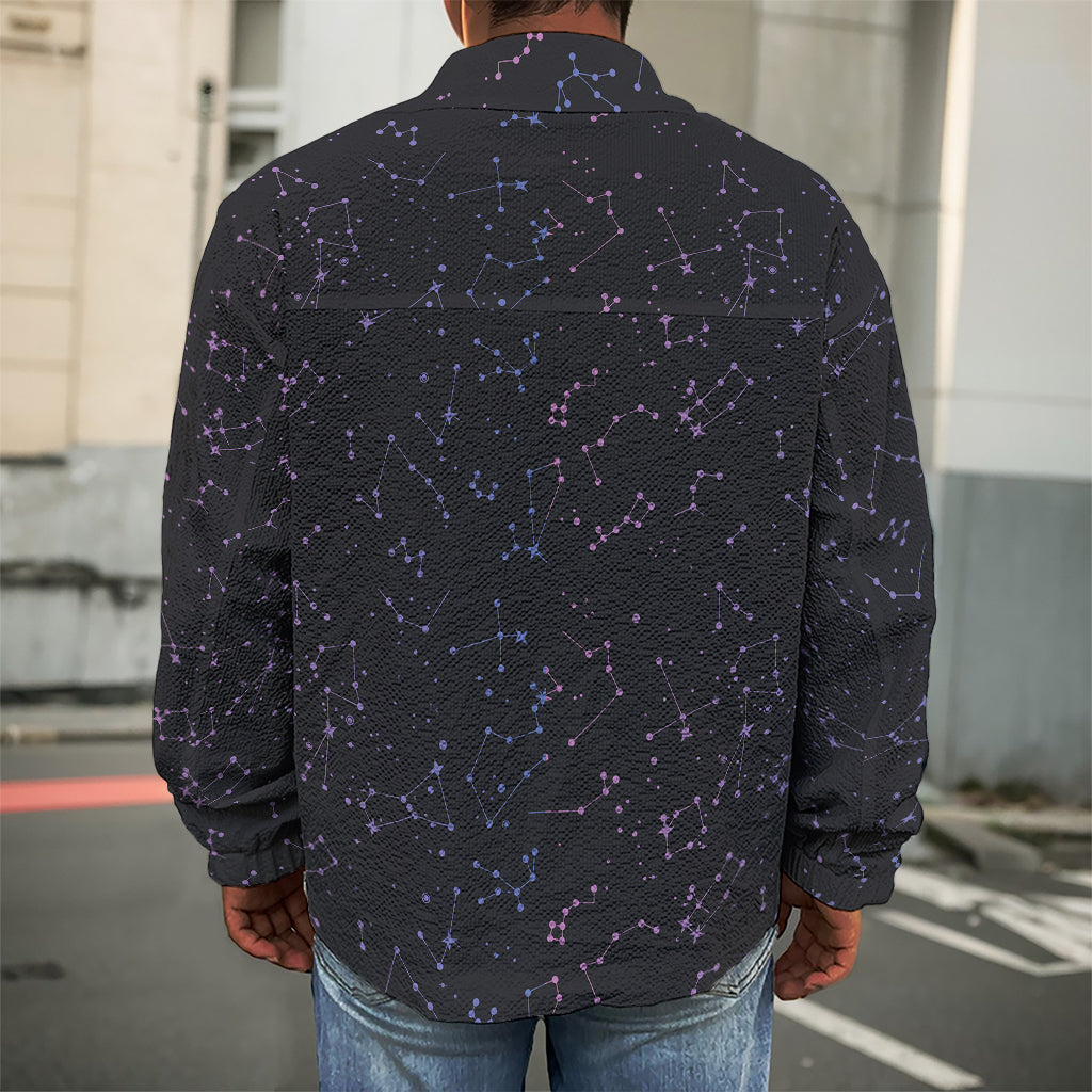 Purple Zodiac Stars Pattern Print Men's Shirt Jacket