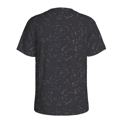 Purple Zodiac Stars Pattern Print Men's Sports T-Shirt