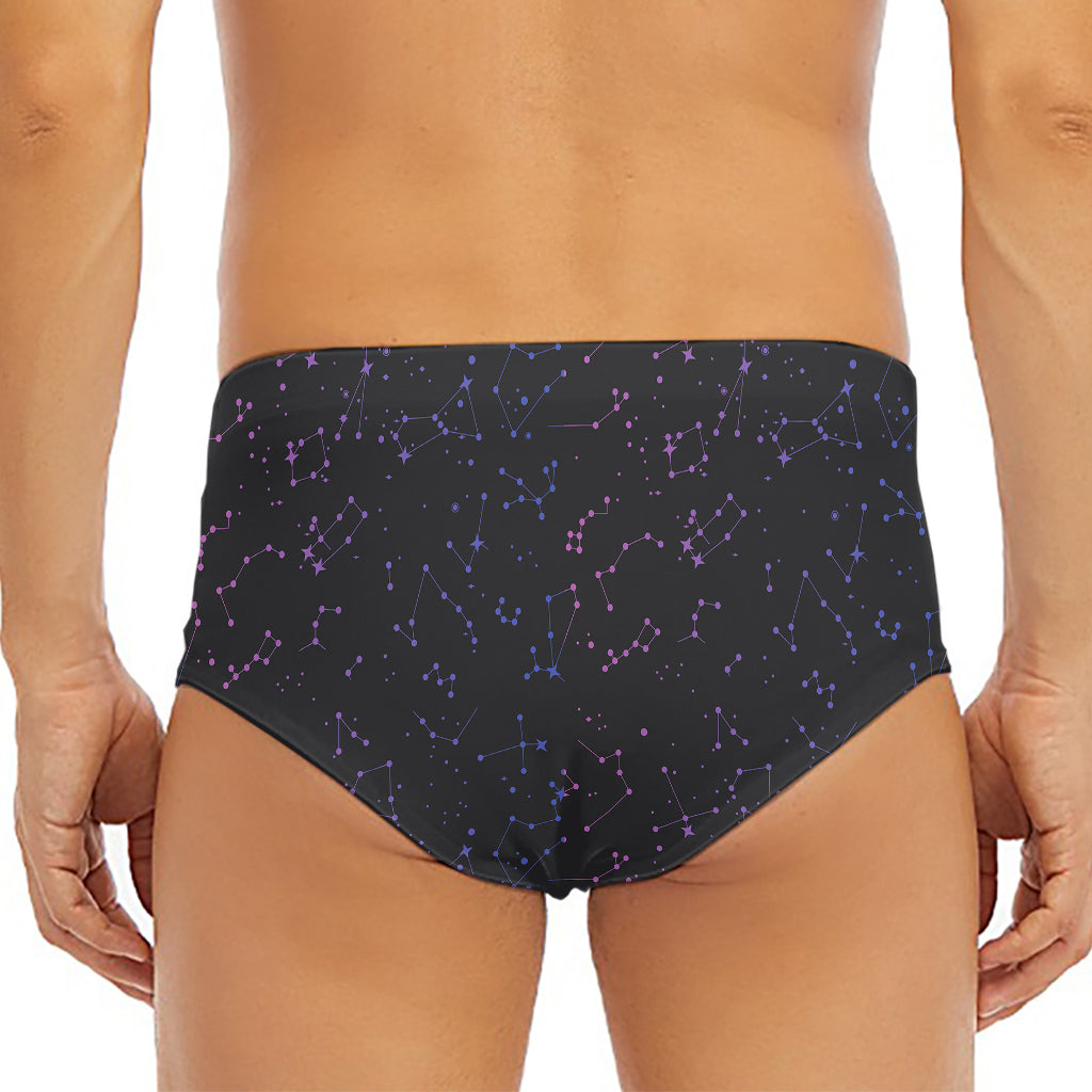 Purple Zodiac Stars Pattern Print Men's Triangle Swim Briefs