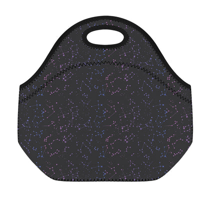 Purple Zodiac Stars Pattern Print Neoprene Lunch Bag
