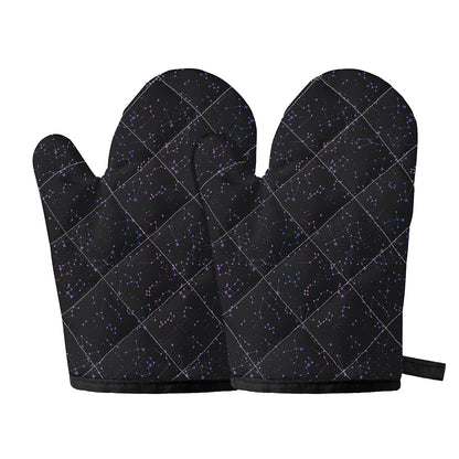 Purple Zodiac Stars Pattern Print Oven Mitts