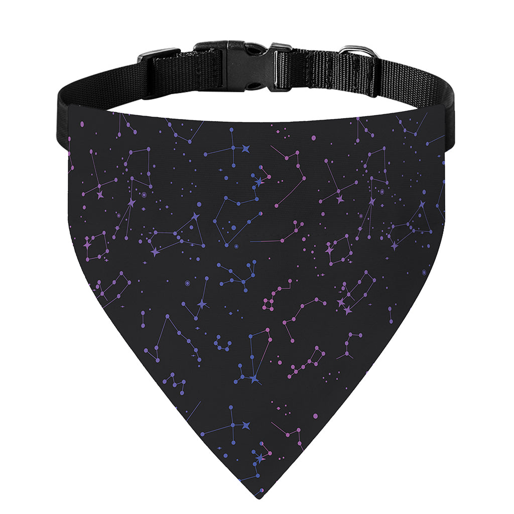 Purple Zodiac Stars Pattern Print Over The Collar Dog Bandana