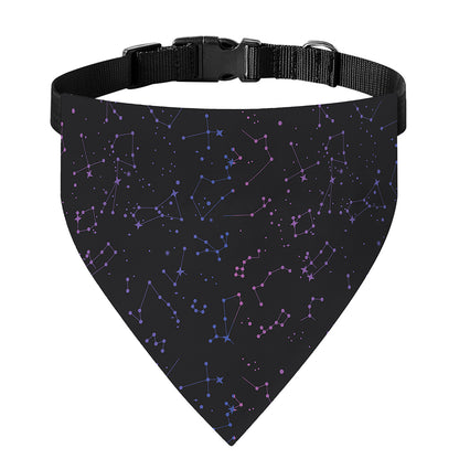 Purple Zodiac Stars Pattern Print Over The Collar Dog Bandana