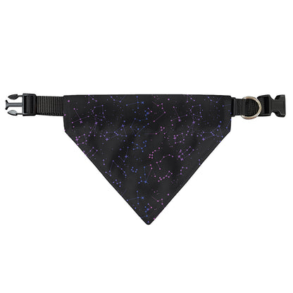 Purple Zodiac Stars Pattern Print Over The Collar Dog Bandana