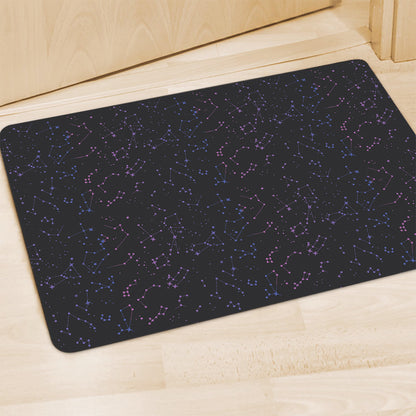 Purple Zodiac Stars Pattern Print Polyester Doormat