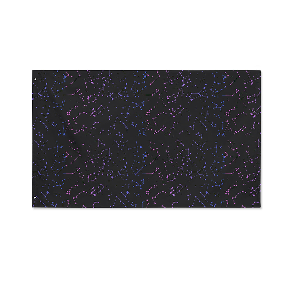 Purple Zodiac Stars Pattern Print Polyester Flag