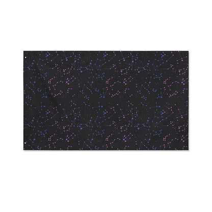 Purple Zodiac Stars Pattern Print Polyester Flag