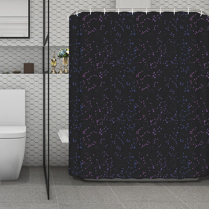 Purple Zodiac Stars Pattern Print Polyester Shower Curtain