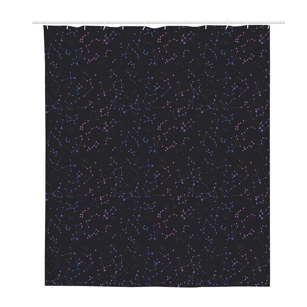 Purple Zodiac Stars Pattern Print Polyester Shower Curtain