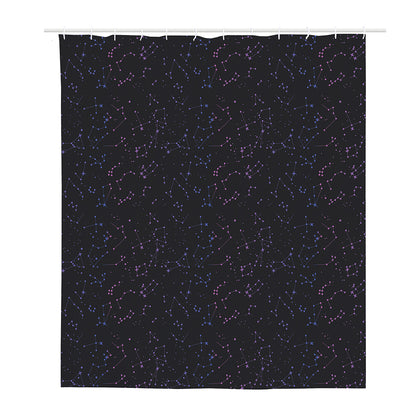 Purple Zodiac Stars Pattern Print Polyester Shower Curtain