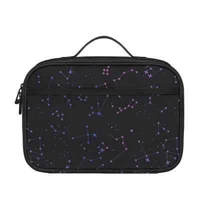 Purple Zodiac Stars Pattern Print Portable Lunch Bag