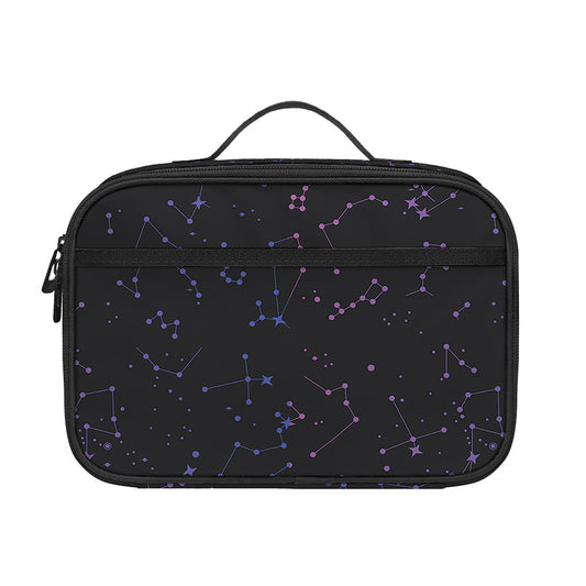 Purple Zodiac Stars Pattern Print Portable Lunch Bag
