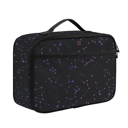 Purple Zodiac Stars Pattern Print Portable Lunch Bag