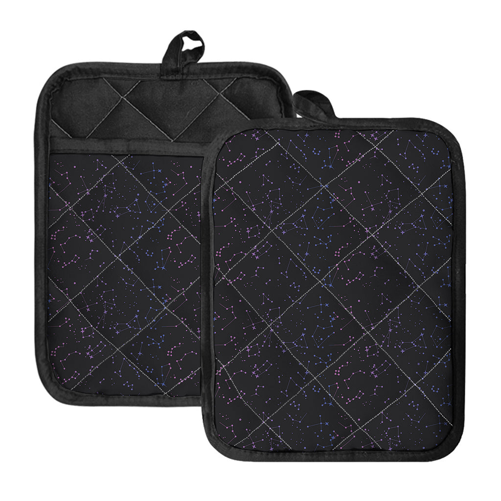 Purple Zodiac Stars Pattern Print Pot Holders With Pocket