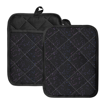 Purple Zodiac Stars Pattern Print Pot Holders With Pocket