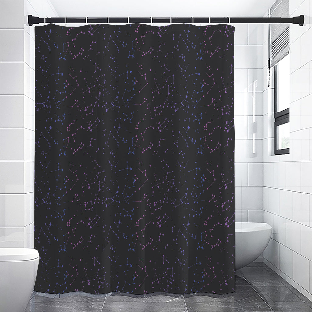Purple Zodiac Stars Pattern Print Premium Shower Curtain