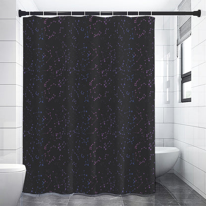 Purple Zodiac Stars Pattern Print Premium Shower Curtain