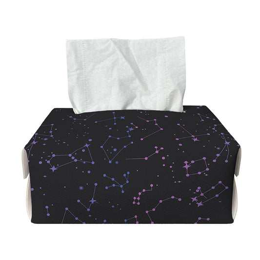 Purple Zodiac Stars Pattern Print Rectangle Tissue Box Cover