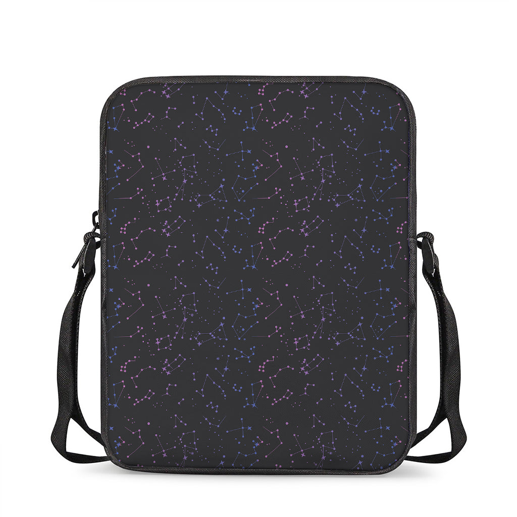 Purple Zodiac Stars Pattern Print Rectangular Crossbody Bag