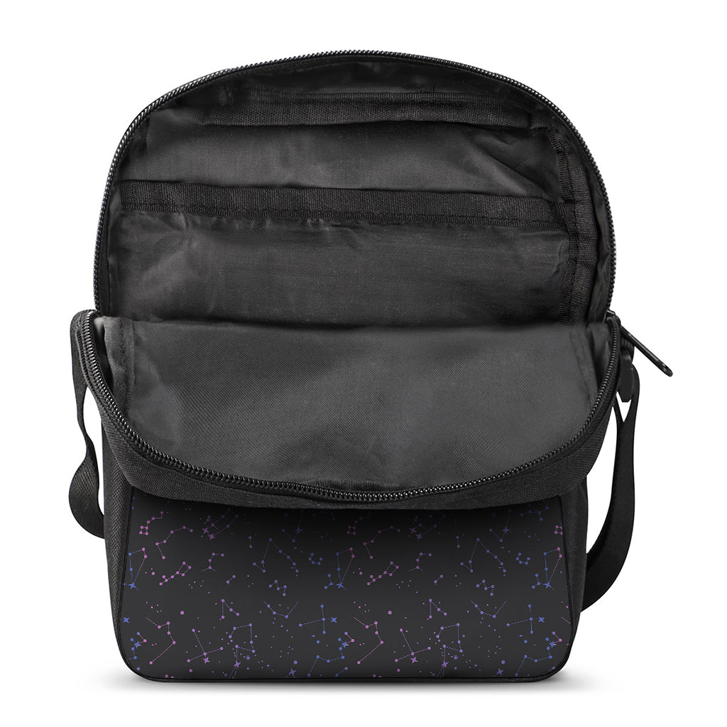 Purple Zodiac Stars Pattern Print Rectangular Crossbody Bag