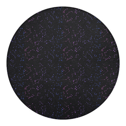 Purple Zodiac Stars Pattern Print Round Blanket