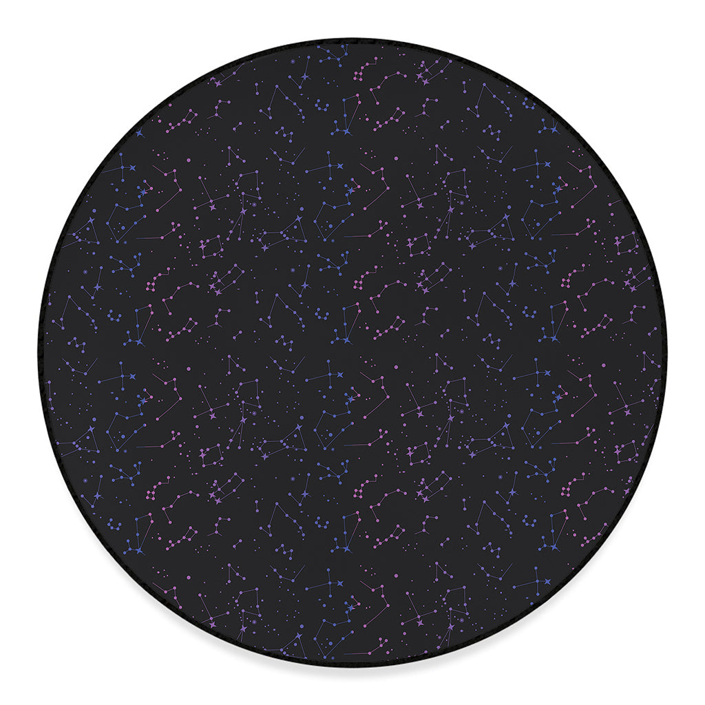 Purple Zodiac Stars Pattern Print Round Floor Mat