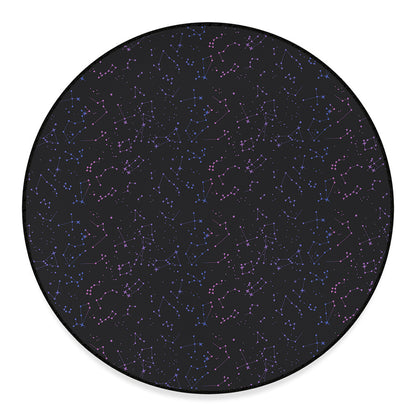 Purple Zodiac Stars Pattern Print Round Floor Mat