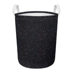 Purple Zodiac Stars Pattern Print Round Laundry Basket